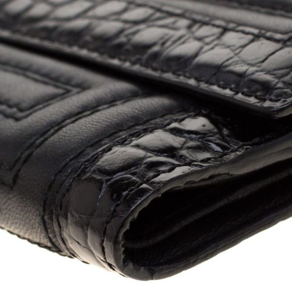 Authentic Versace Genuine Black Leather Trifold Wallet with Medusa Medallion - Picture 7 of 12